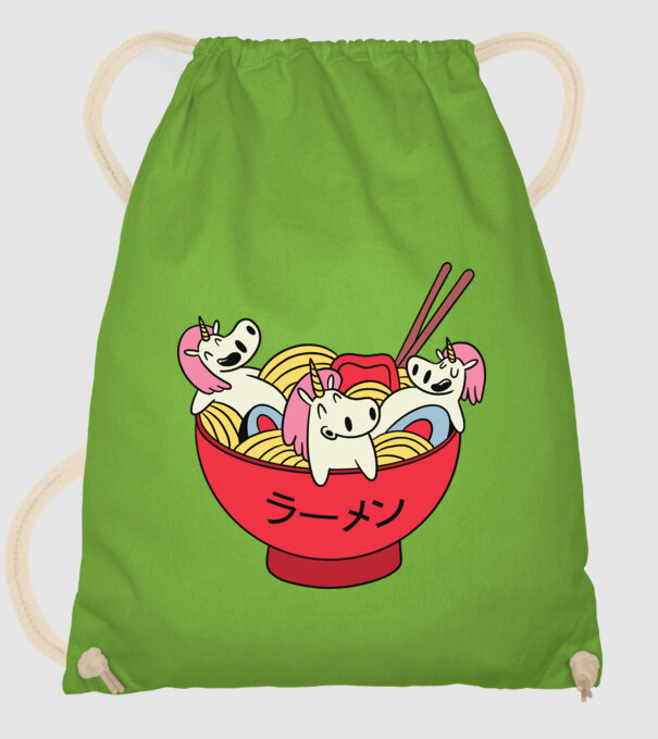 Unicorn Ramen model verde de măr pe tricou
