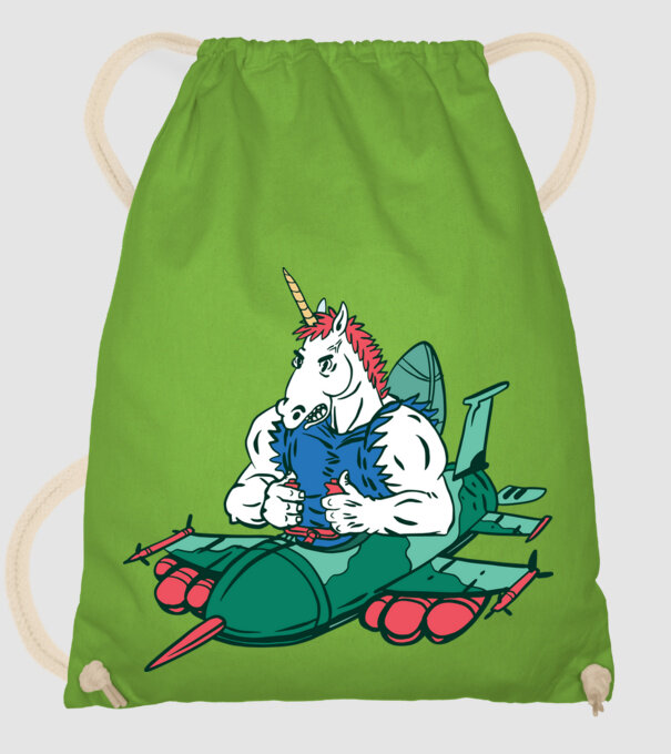 Unicorn Avion de vânătoare model verde de măr pe tricou