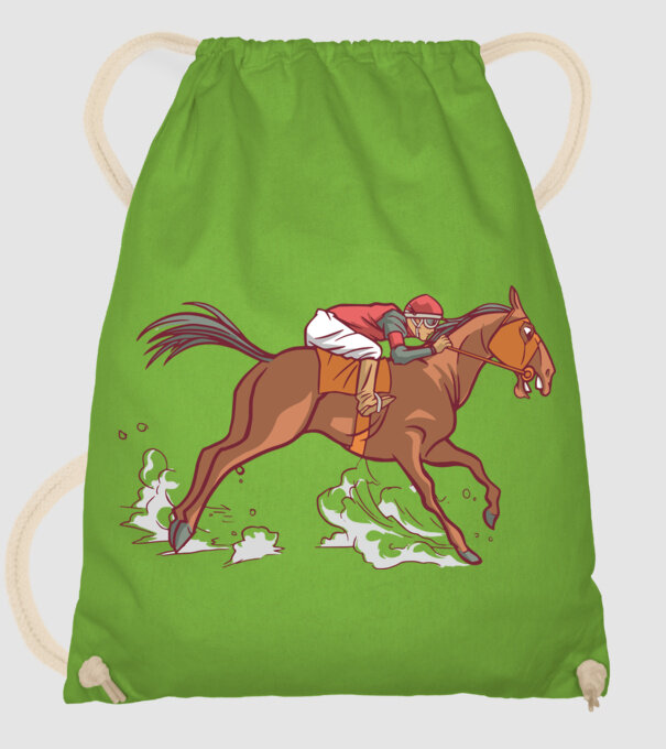 Cal de cursă Călăreț model verde de măr pe tricou