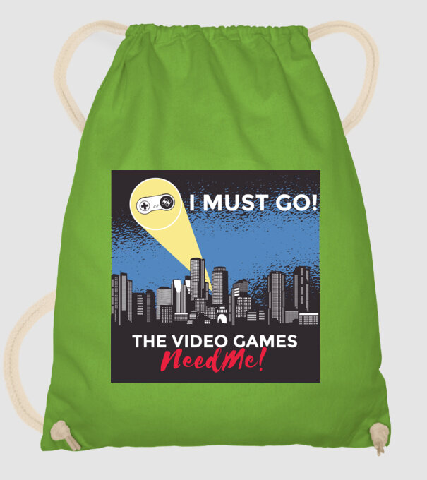Video games need me - I must go tricou amuzant Gamer model verde de măr pe tricou