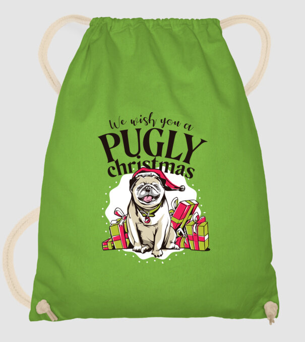 We wish You a Pugly Christmas tricou cu mops model verde de măr pe tricou