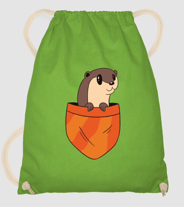 Vidra de buzunar model verde de măr pe tricou