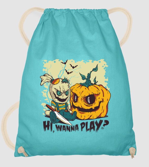 Vrei să te joci? Halloween model turcoaz pe tricou