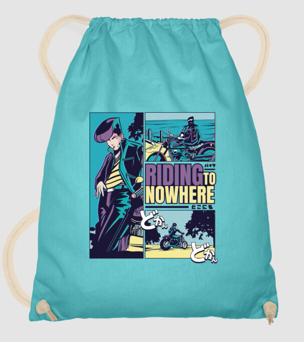 Anime Vaporwave Riding Nowhere model turcoaz pe tricou