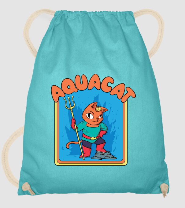 Aquacat model turcoaz pe tricou
