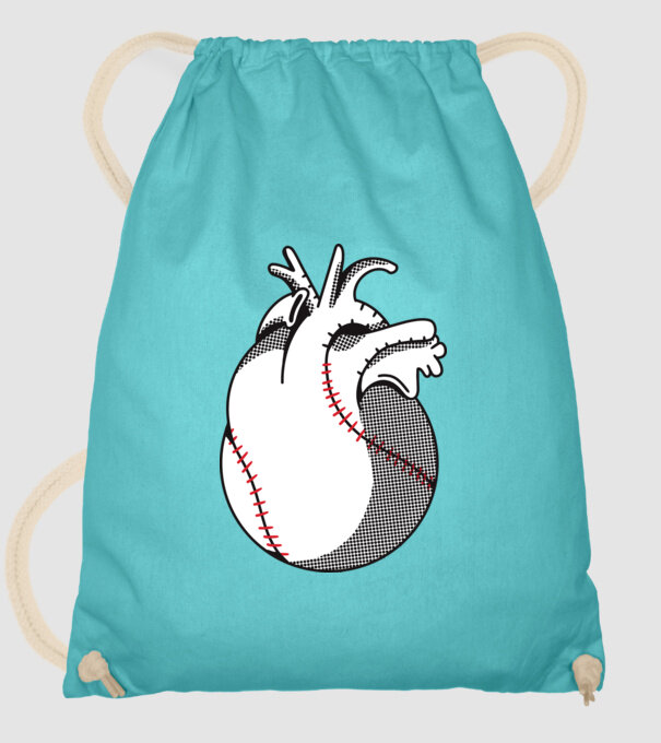 Inimă Baseball model turcoaz pe tricou