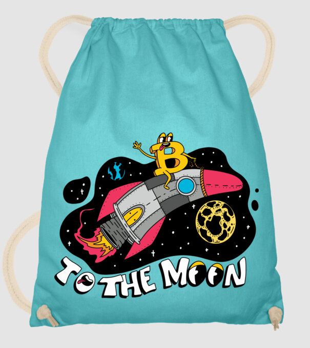 Bitcoin to the moon model turcoaz pe tricou