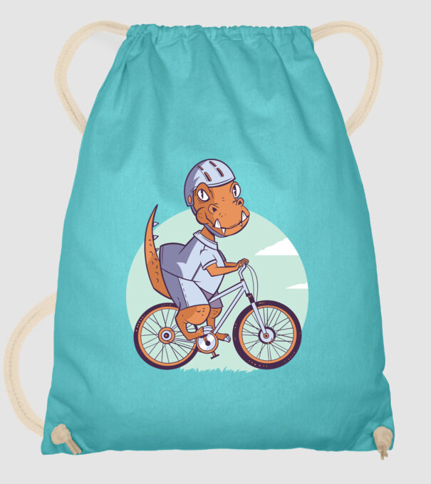 Dinozaur de T-Rex cu bicicletă model turcoaz pe tricou