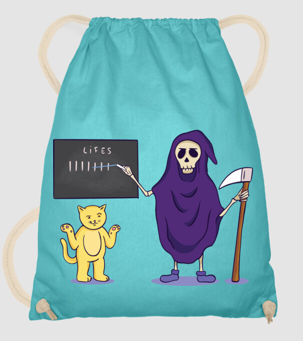 Cele 9 vieți ale pisicii model turcoaz pe tricou