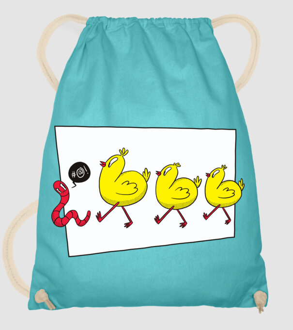 Pui cu vierme model turcoaz pe tricou