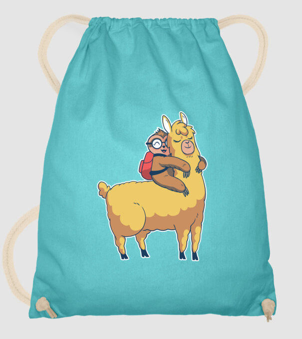 Leneș drăguț cu Lama școlar model turcoaz pe tricou
