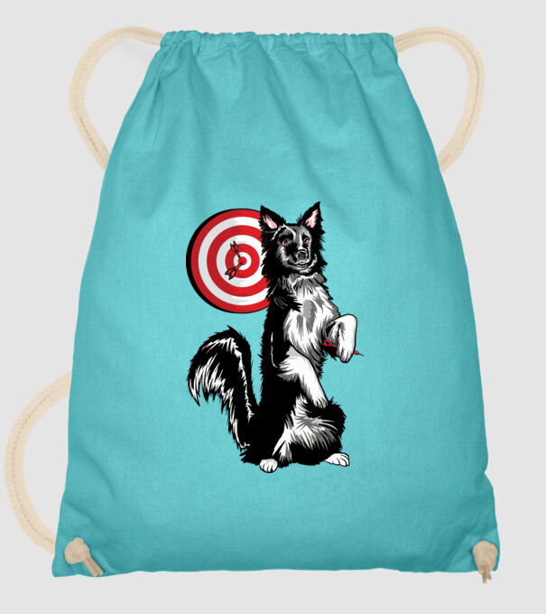 Câine cu Darts model turcoaz pe tricou