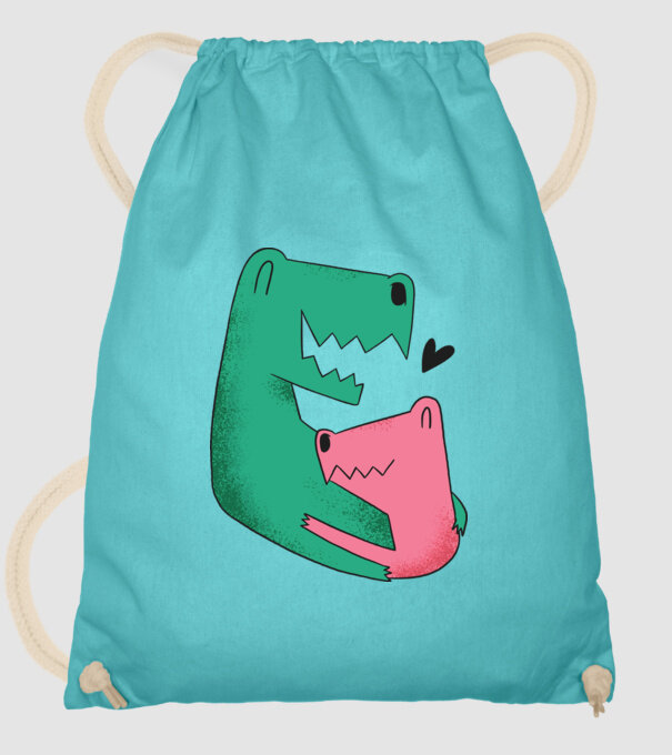 Dinozaur Tată Fiu model turcoaz pe tricou
