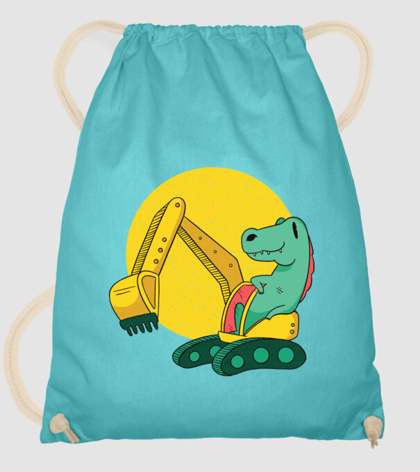 Excavator dinozaur model turcoaz pe tricou