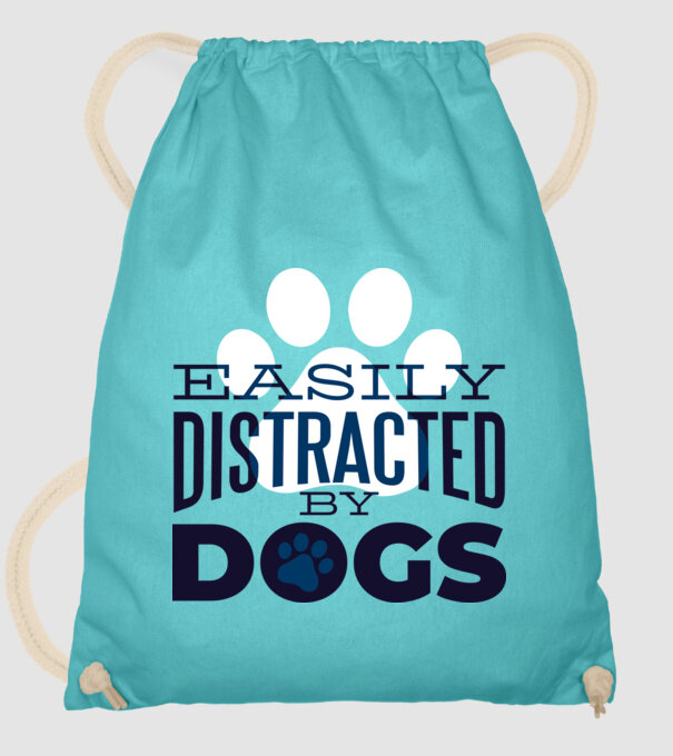 Easily Distracted By Dogs Tricou cu Câine amuzant model turcoaz pe tricou