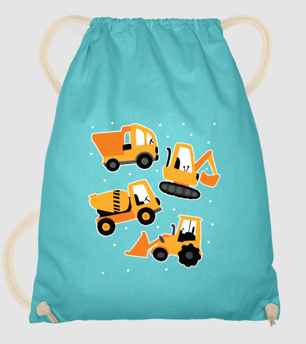 Vehicule de construcții model turcoaz pe tricou