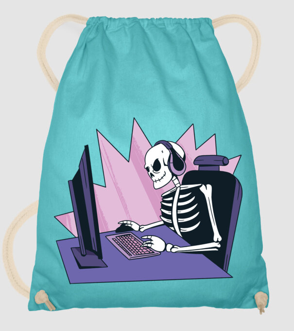 Schelet Gamer model turcoaz pe tricou