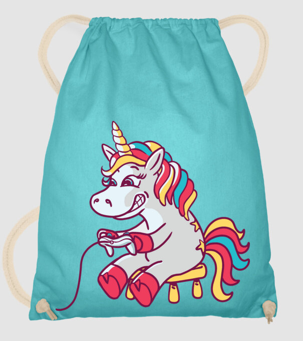 Gamer Unicorn model turcoaz pe tricou