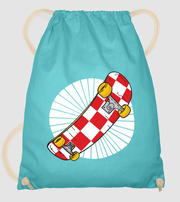 Skateboard model turcoaz pe tricou