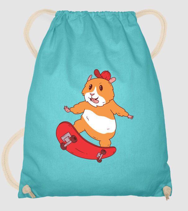 Hamster Skateboarder model turcoaz pe tricou