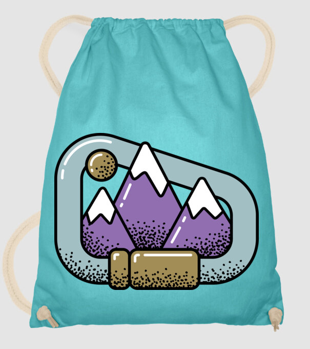 Carabină de alpinist model turcoaz pe tricou
