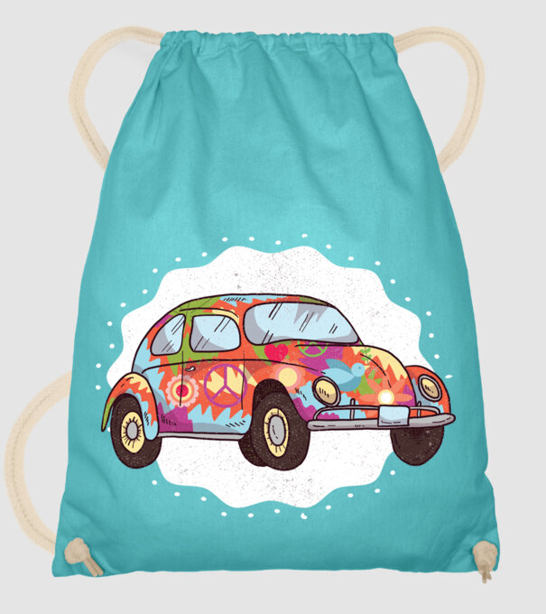 Hippy Beetle Volkswagen model turcoaz pe tricou