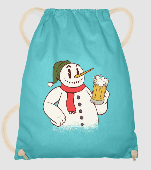 Om de zăpadă cu bere model turcoaz pe tricou