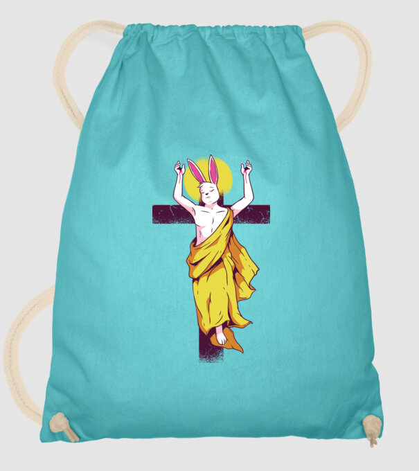 iepuraș de Paște Înviere model turcoaz pe tricou