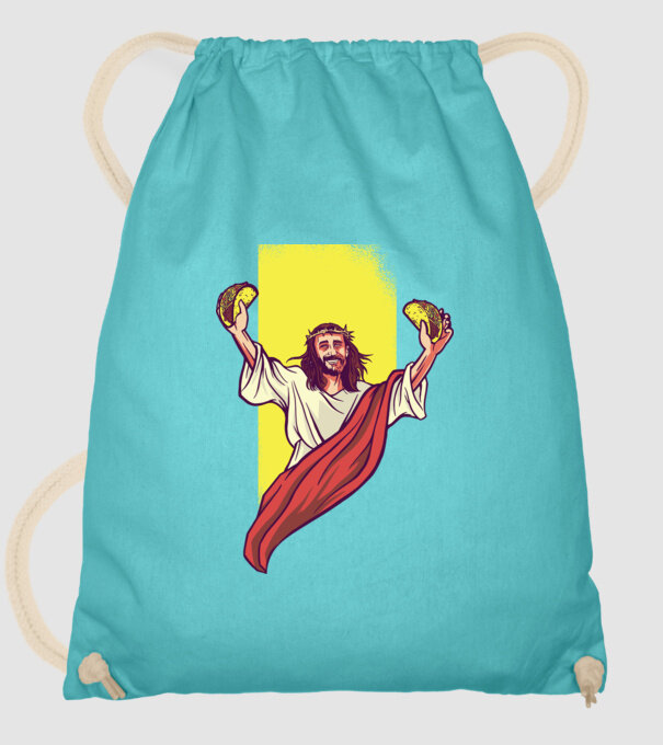 Isus cu Taco tricou amuzant model turcoaz pe tricou