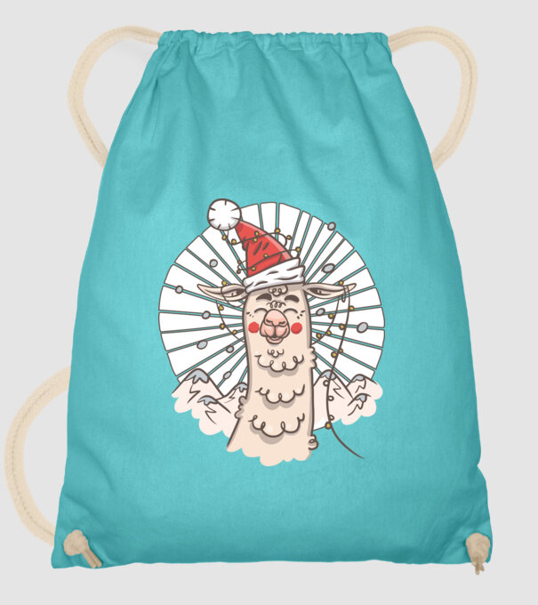 Llama de Crăciun model turcoaz pe tricou