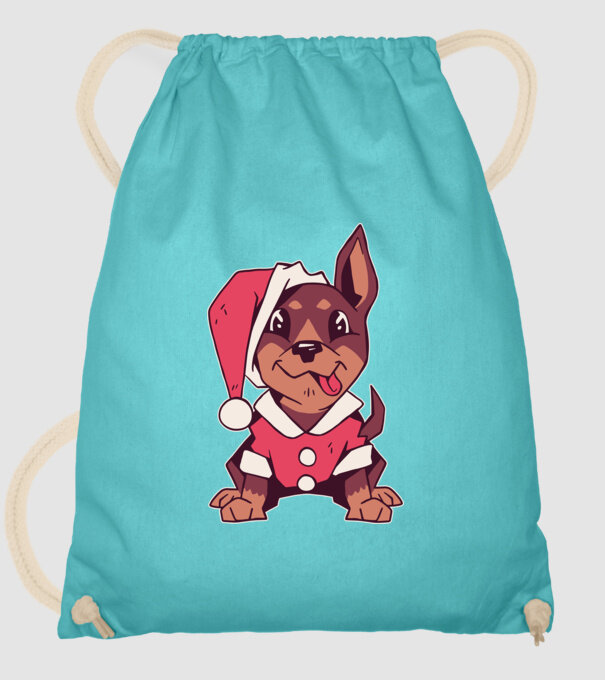 Teckel de Crăciun model turcoaz pe tricou