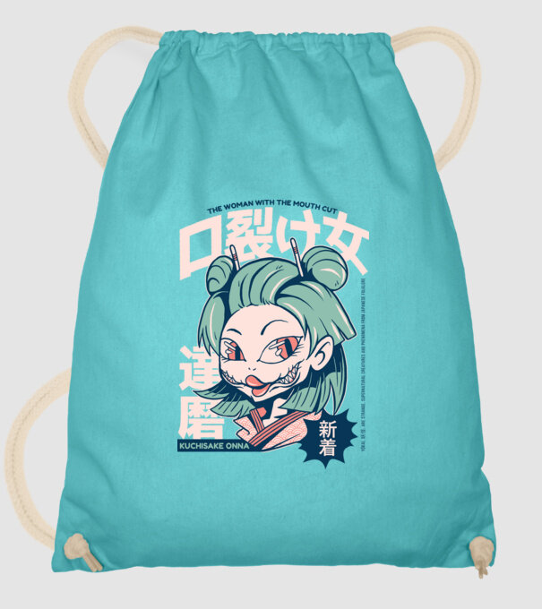 Kuchisake Onna Yokai Anime model turcoaz pe tricou
