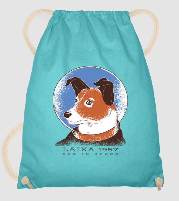 Laika 1957 - Câine în spațiu model turcoaz pe tricou