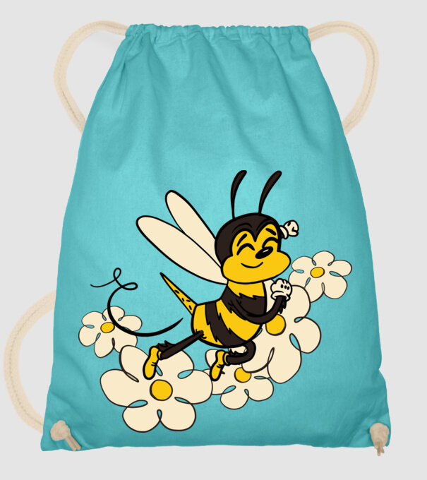 Albină Floare model turcoaz pe tricou