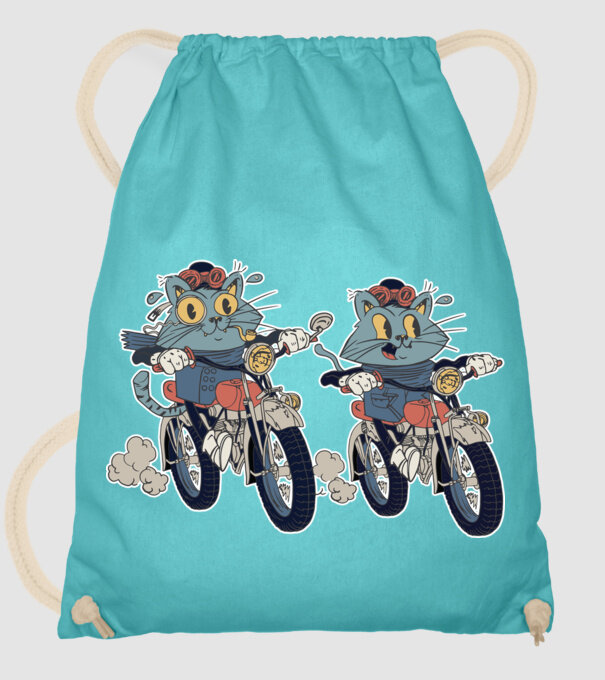 Pisicuțe motocicliste model turcoaz pe tricou
