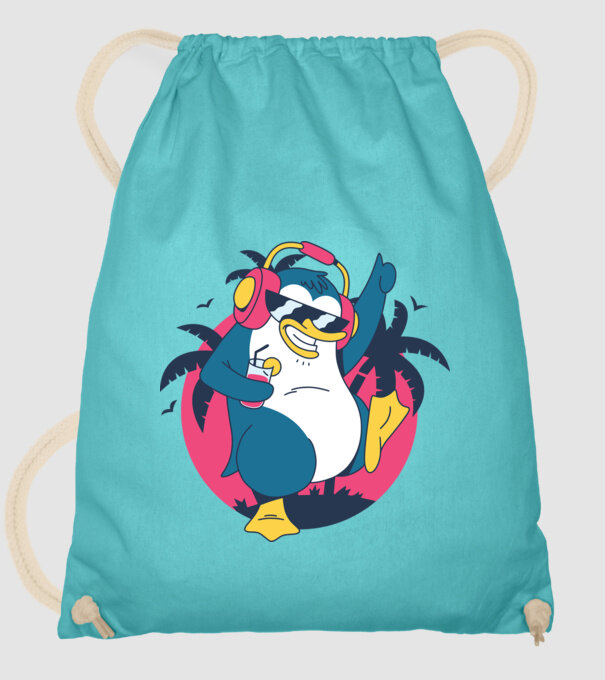 Pinguin de Petrecere model turcoaz pe tricou