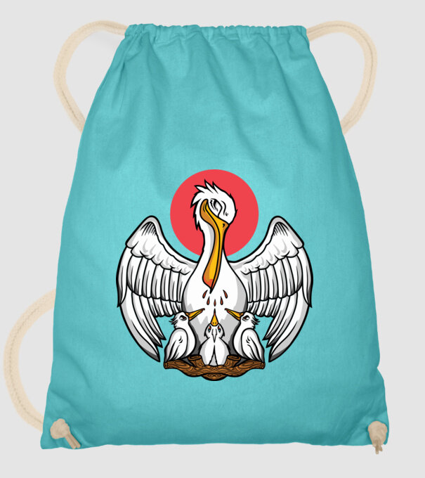 Familie Pelican model turcoaz pe tricou