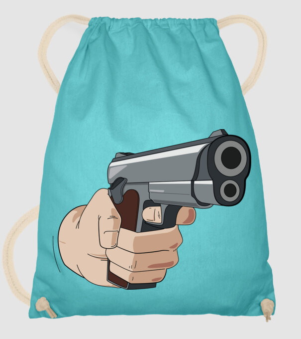 Pistol model turcoaz pe tricou