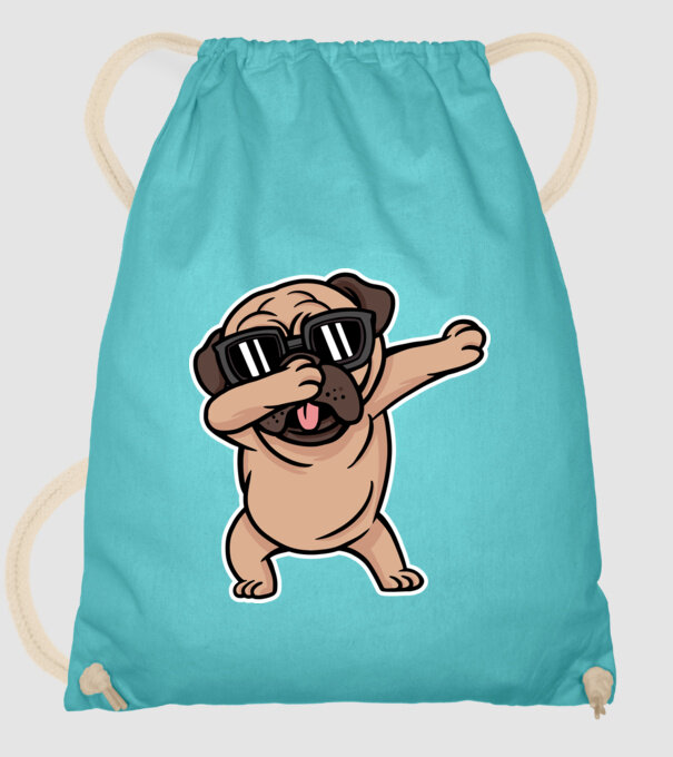 Pug DAB model turcoaz pe tricou