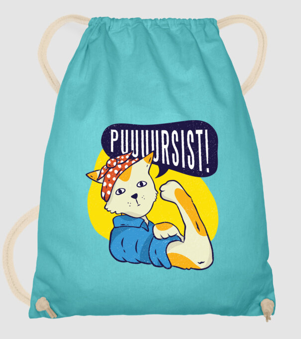Pisică Pursist model turcoaz pe tricou