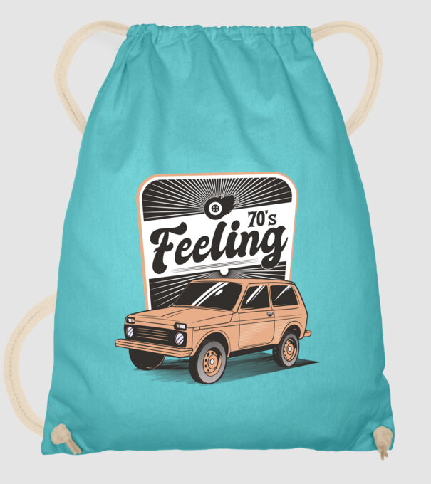 Mașină Retro anii 70 Lada Niva model turcoaz pe tricou