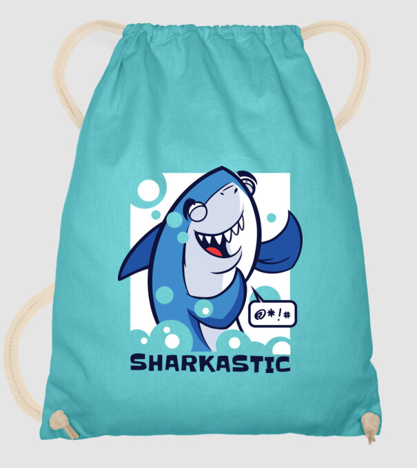 Sharkastic - Rechinul sarcastic model turcoaz pe tricou
