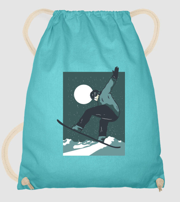 Săritură Snowboard model turcoaz pe tricou