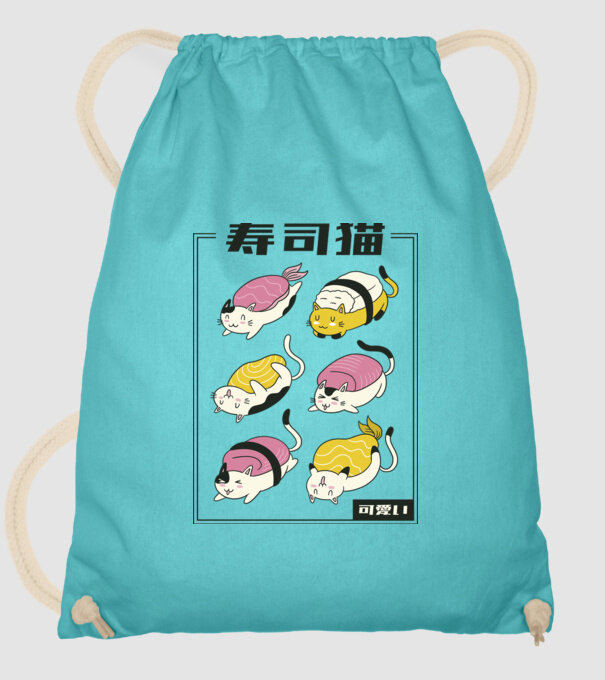 Pisicuțe Sushi model turcoaz pe tricou