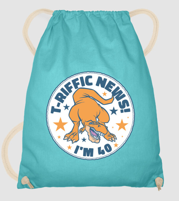 'T-rex Terrific news i''m 40' model turcoaz pe tricou