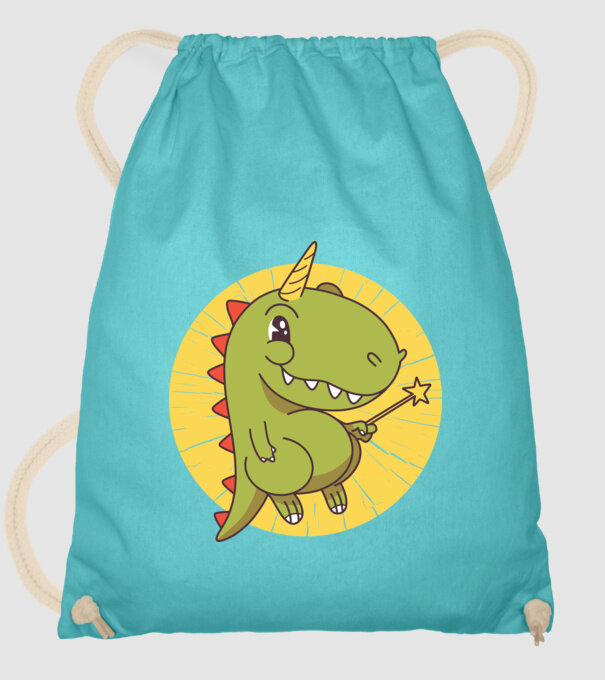 T-rex Unicorn cu baghetă magică model turcoaz pe tricou