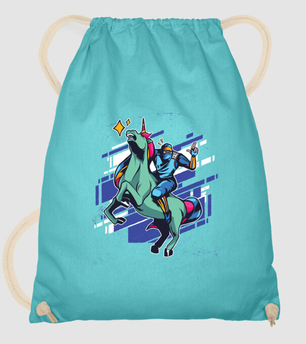 Unicorn Ninja model turcoaz pe tricou