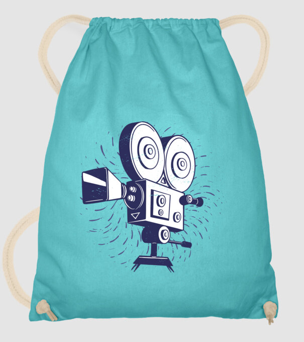 Camera video retro Vintage model turcoaz pe tricou