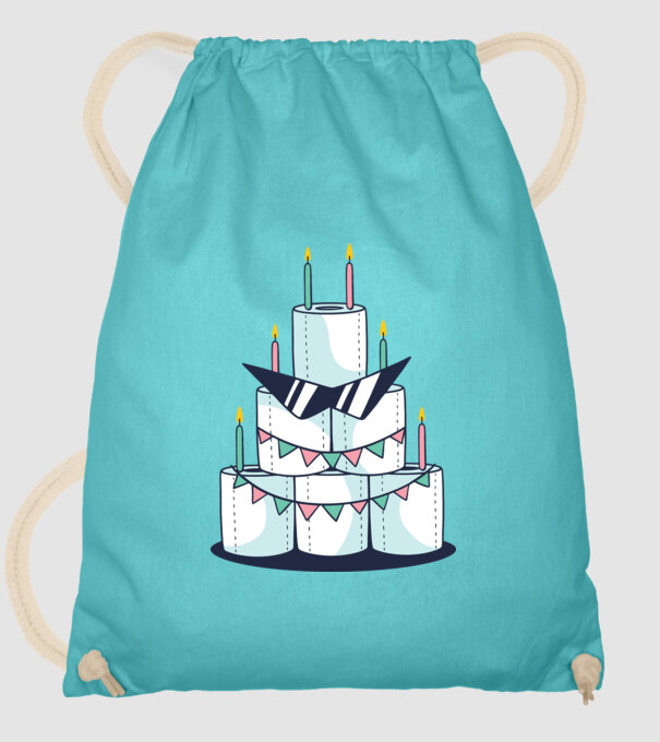 Tort de zi de naștere din hârtie igienică model turcoaz pe tricou