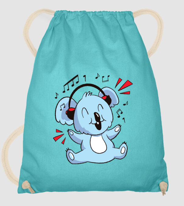 Koala iubitor de muzică model turcoaz pe tricou